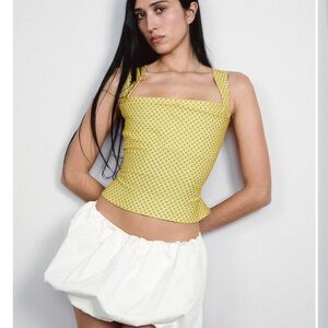 NWT Miaou Yellow Polka Dot Imogene Corset Top